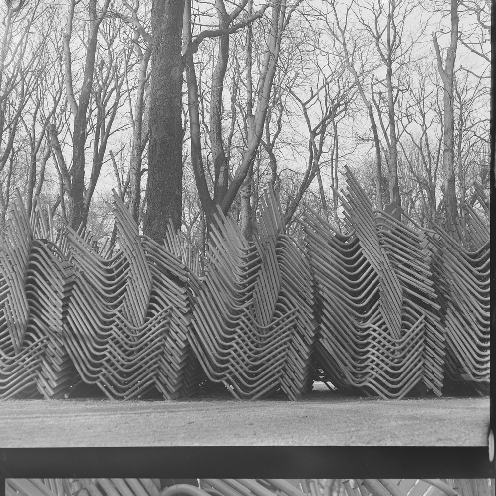 Photo On Silver Paper Tuileries Chair Paris 1960 Size 30x30cm