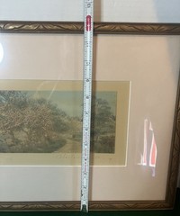 Wallace Nutting Signed Hand-Tinted Lithograph Landscape Framed 18×12 Antique