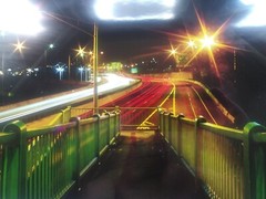Orig. AP dramatic art photo of nighttime highway, signed/framed