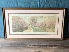 Antique Wallace Nutting Signed Hand Colored Photo Honeymoon Cottage Framed Art
