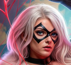 Spider Gwen – Black Cat – Mary Jane Sexy Trio Metal Sign Wall Art 14″ x 11″