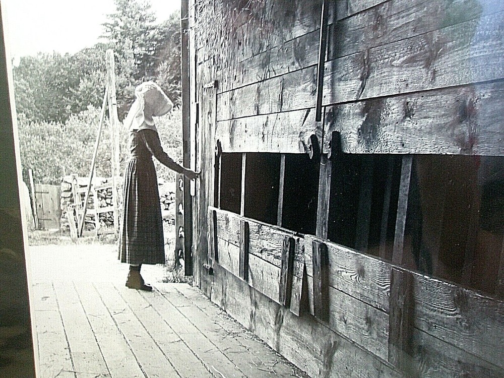 Sturbridge Village Sturbridge Massachusetts Amish Girl Barn Matted 14 X 11 B&W