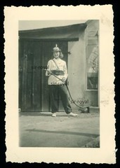 Pretty Girl with Fire Hose and Pickelhaube – 1930s – Photo 5x8cm