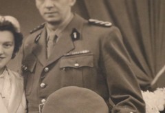 Great old wedding photo – man in unknown uniform?? soldier??