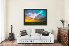 Storm Clouds Photography Print: Kansas Sunset Thunderstorm Weather Sky Photo