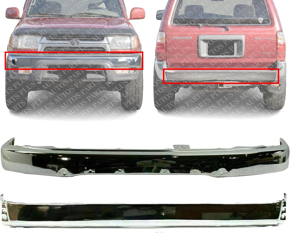 Front & Rear Bumper Chrome Steel Direct Replacement Compatible with 1999-2002 To