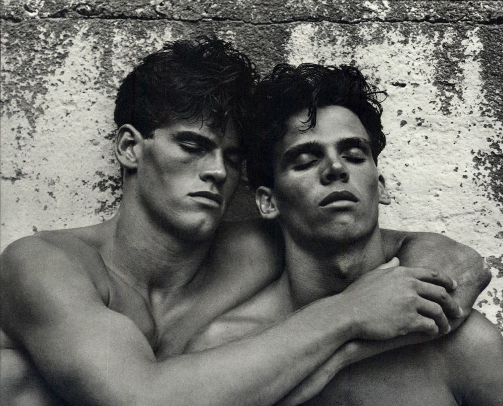1983 Bruce Weber Nude Twin Brothers Male Models Embrace Art Photo Gravure