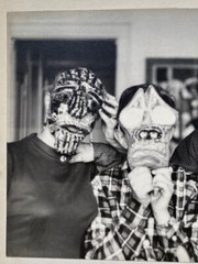 Vintage Mask Family Portrait Surreal Halloween Strange Bizarre BW Art Photograph