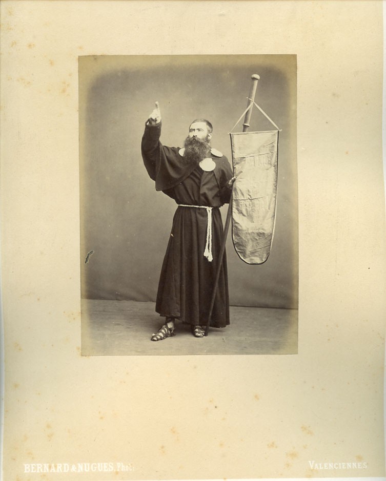 Man in monk costume antique albumen art photo France Bernard and Nugues