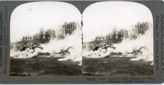 Stereo Photo Huge Armored tank making its way through a smoke screen – 10937906
