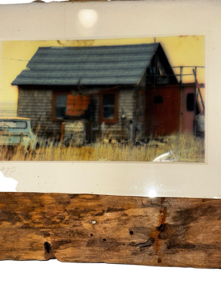 Signed Vintage Barn Photograph 1987 Framed Rustic Farmhouse Cabin Wall Art 9×8
