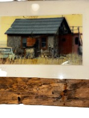 Signed Vintage Barn Photograph 1987 Framed Rustic Farmhouse Cabin Wall Art 9×8