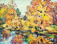 Maine Lake Cabin in the Woods Art DIGITAL DOWNLOAD Print at Home Trees Woods