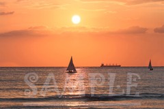 Yacht sailing on the sea sunset sky nature Marine Art Picture Photo Print