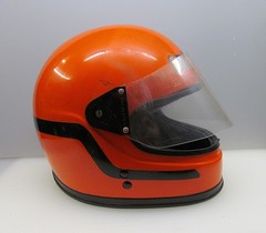 Helmet Roman 1970s Orange Orig. Vintage Retro Motorcycle Helmet Motorbike