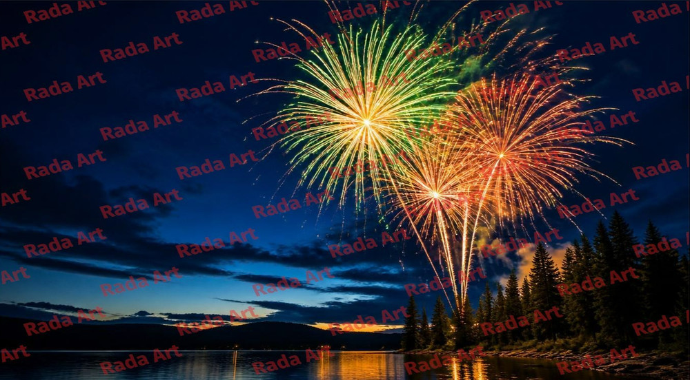 Digital Picture Frame Image Photo Wallpaper Background AI Art Colorful Fireworks