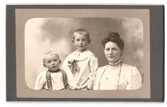 Photograph Portrait Middle-class Lady with a Boy and Toddler