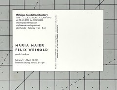 MARIA MAIER & FELIX WEINOLD Art Show Announcement Card 2001 – ambivalent