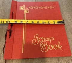 Mid‑Century Red Scrap Book • Gold Embossed Cover • Blank Beige Pages