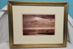 Oregon Coast 1977 Sunset Person on Horse Crashing Waves