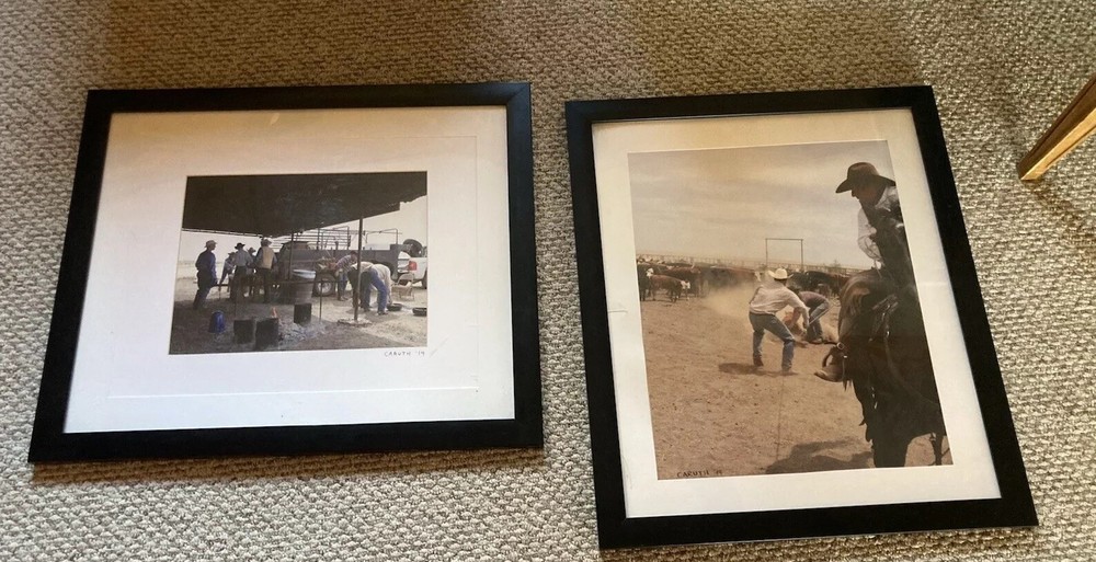 Pair Of Framed Ranch Branding Photo Prints. “06 Ranch, Photographed By Caruth”
