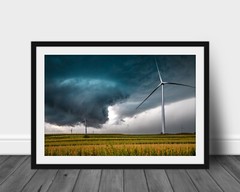 Tornado photography print wind turbine picture Iowa farmland wall art photo