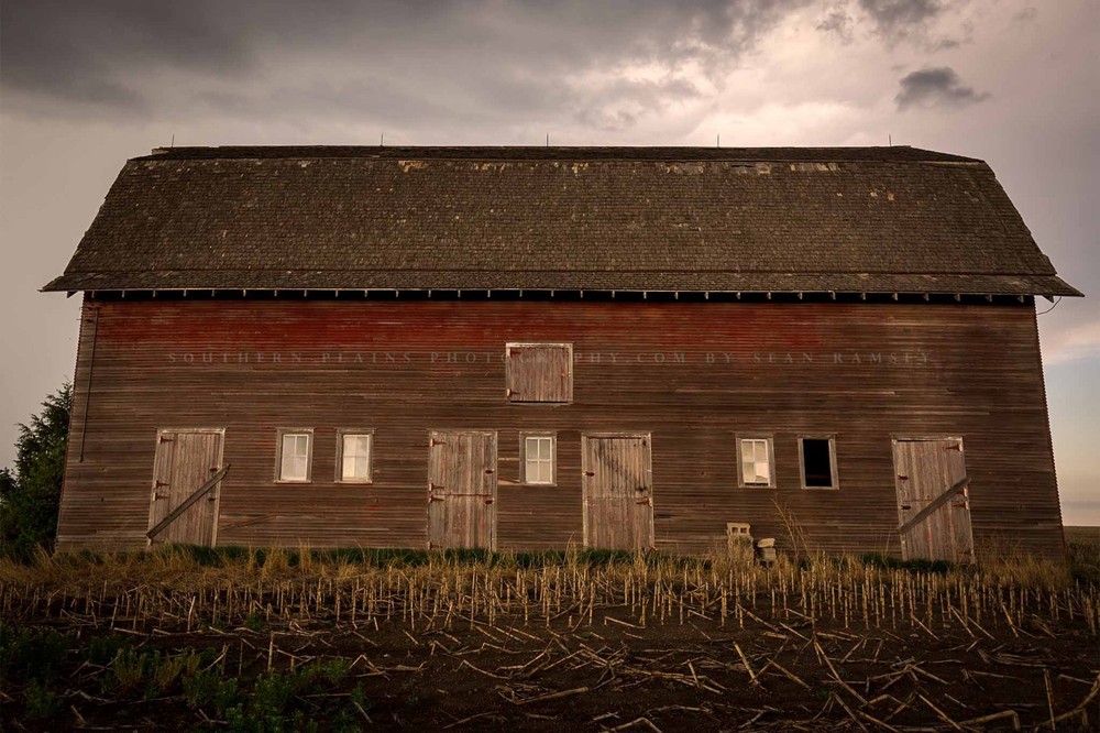 Old Red Barn Photography Print: Nebraska Midwest Farm Country Farmhouse Photo