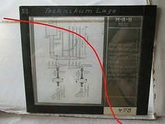 Old glass positive MAN 1933 positive pressure steam turbine, 10x9cm industrial image.