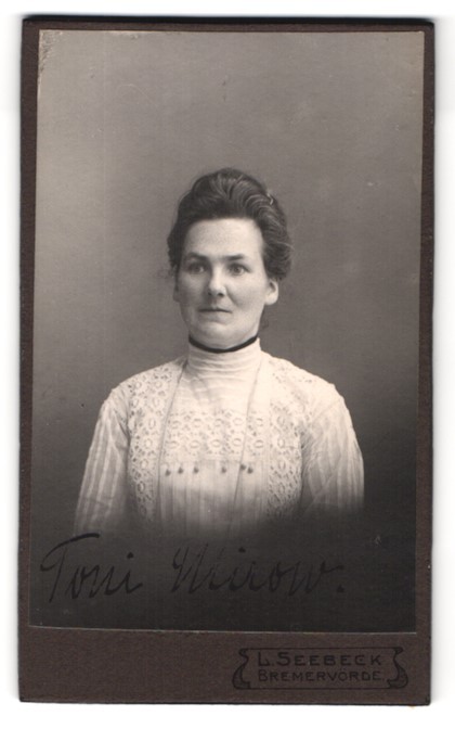 Photograph L. Seebeck, Bremervörde, portrait middle-class lady in contemporary
