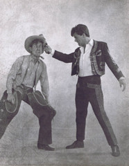 Hendrickson Orig Photo B&W COWBOY GETS HIT BY TOREADOR 11×14″ R314