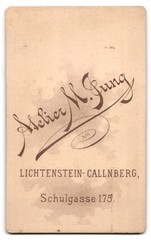 Photograph M. Jung, Lichtenstein-Callnberg, Schulgasse 175, gentleman in suit with S