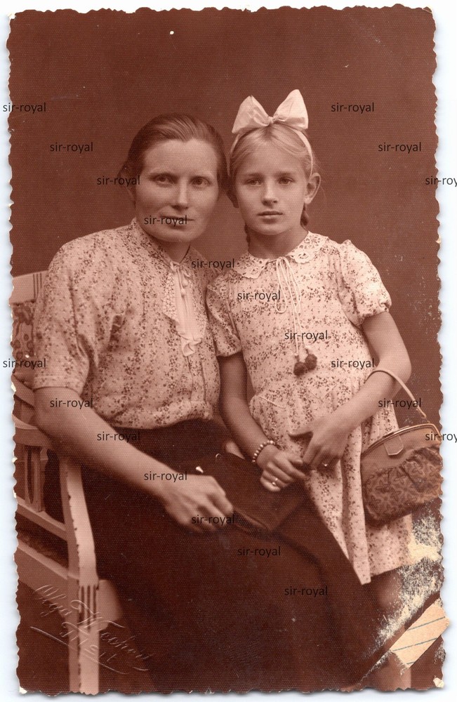 Tilsit 1930s – Blonde Girl with Mother – East Prussia – RPPC – Photo Postcard 9x14cm