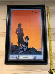 Day End Print Child with Dog Picture Framed Glass 14″ x 21″ (13)