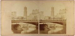 France Paris The Seine Tour Saint-Jacques C1858 Photo Stereo Vintage