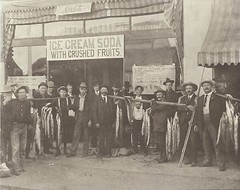 WESTERN Street Scene ICE CREAM SODA Men Fish VINTAGE Photo Print 764 11″ x 14″
