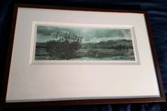 RARE DOUGLAS BUSCH MOUNTAINS TINTED FRAMED PHOTOGRAPH 1983 SIGNED