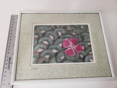 Kiwi Fruit Pink Flower Matted Framed Photograph Wall Decor White Frame 8×10