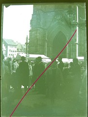 Freiburg Market around 1920 with Münster Portal Orig. historic glass negative