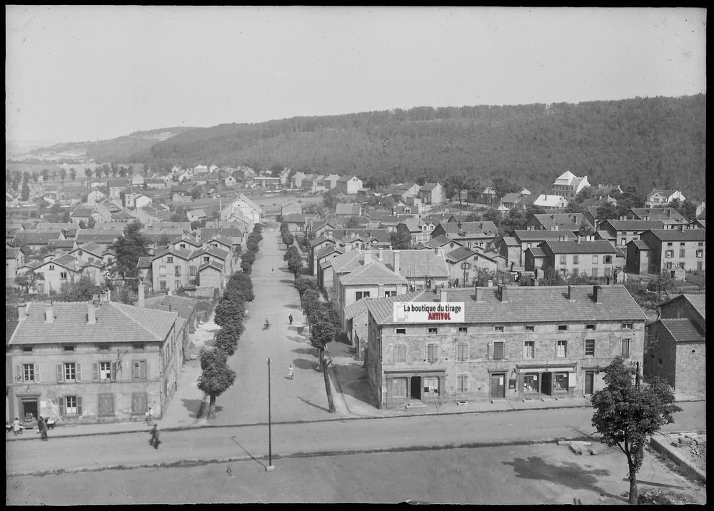 Old Black And White Photo Glass Plate 13X18 Cm, City In France