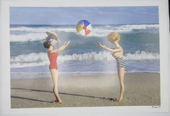 Signed David Parise photograph vintage Barbie beach ball ocean 13×19” 2013