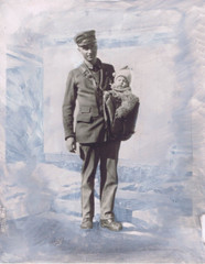 Hendrickson Original Photo B&W w PASTELS MILTARY DAD WITH CUTE BABY 11×14″ R248