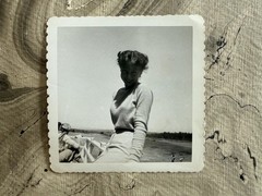 ALLURING SMILING WOMAN Original Black and White Photo 3 1/2″ X 3 1/2″