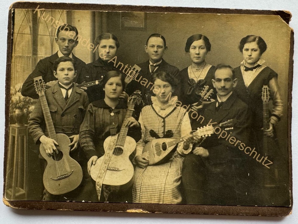 orig. KAB Cabinet Photo Photograph Picture Old Fashion Circa 1910 Music Guitars Musicians