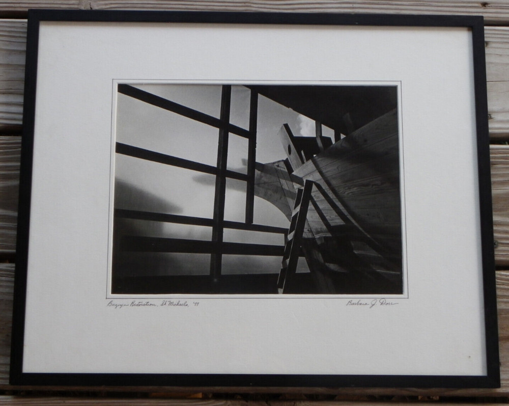 Framed Pencil-Signed + Titled Photo-Bugeye Restoration St Michaels ’77-Barb Dorr