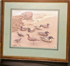 Frank Klay Sepia Photograph Signed «Mason’s» Decoys, Shorebirds 29½» x 26″ LARGE