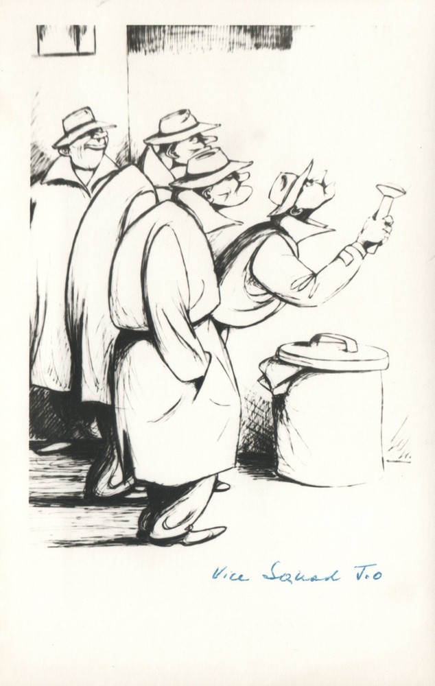 1964 RARE John Olday Real Photo SIGNED Satirical Cartoon Vice Squad POSTCARD