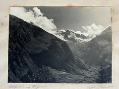 23x17cm on 42x32cm Beautiful Barite Photo Circa 1930 Mountains Signed Photo
