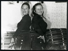 LOT 2x Larger size, girlfriends in mini skirt, amazing eyes,, 2 photos on 1 card
