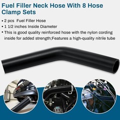 2 Pcs Gasoline Fuel Filler Neck Hose with 8 Clamp Setes 1 1/2 Inch 45 Degree