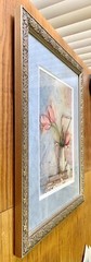 VTG Art Still Life Photo Print Tulips & Antique Brass Pitcher Framed/Matted VG